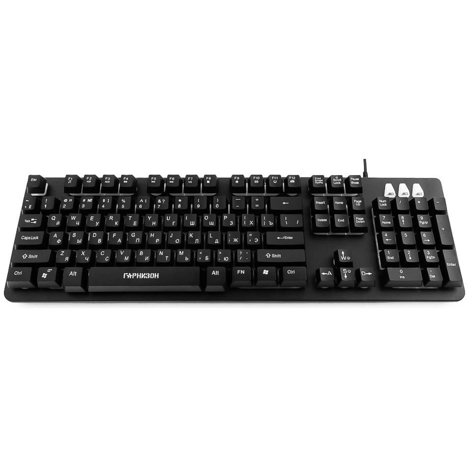 Клавиатура игровая Гарнизон GK-300G, металл, 3 различные подсветки, USB, черный, антифантомные и мех
