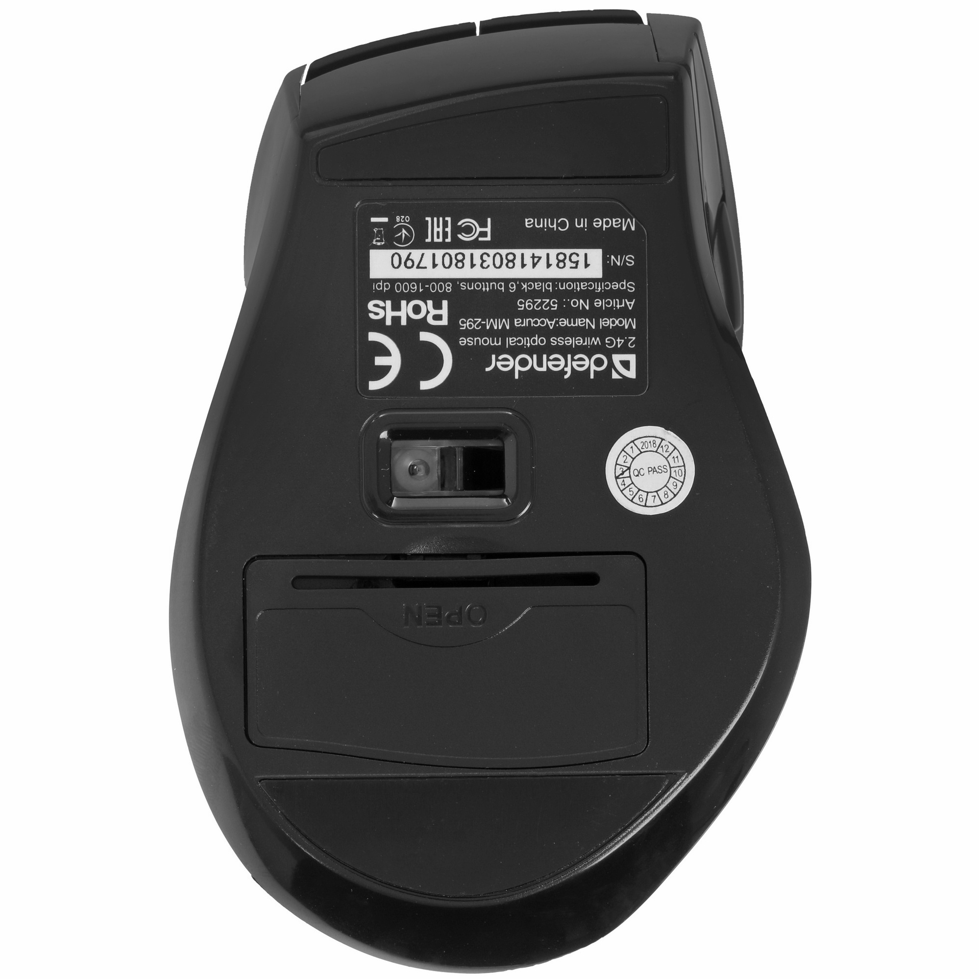Мышь беспроводная Defender Accura MM-295 черный, 1600 dpi, радиоканал, USB, кнопки - 6