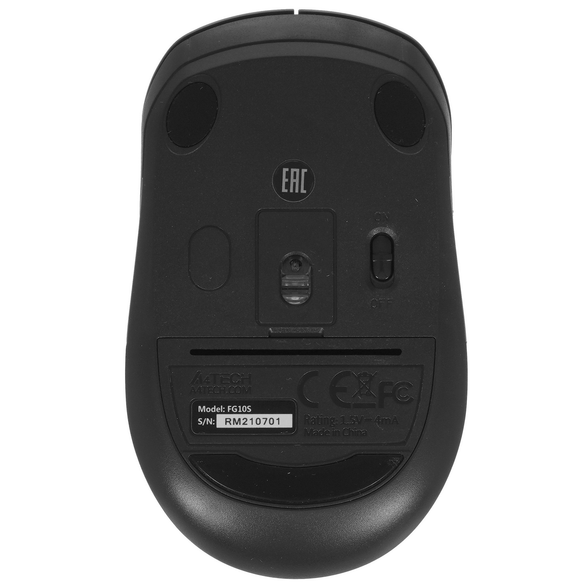 Мышь беспроводная A4Tech Fstyler FG10S черный/серый, 2000 dpi, радиоканал, USB, кнопки - 4