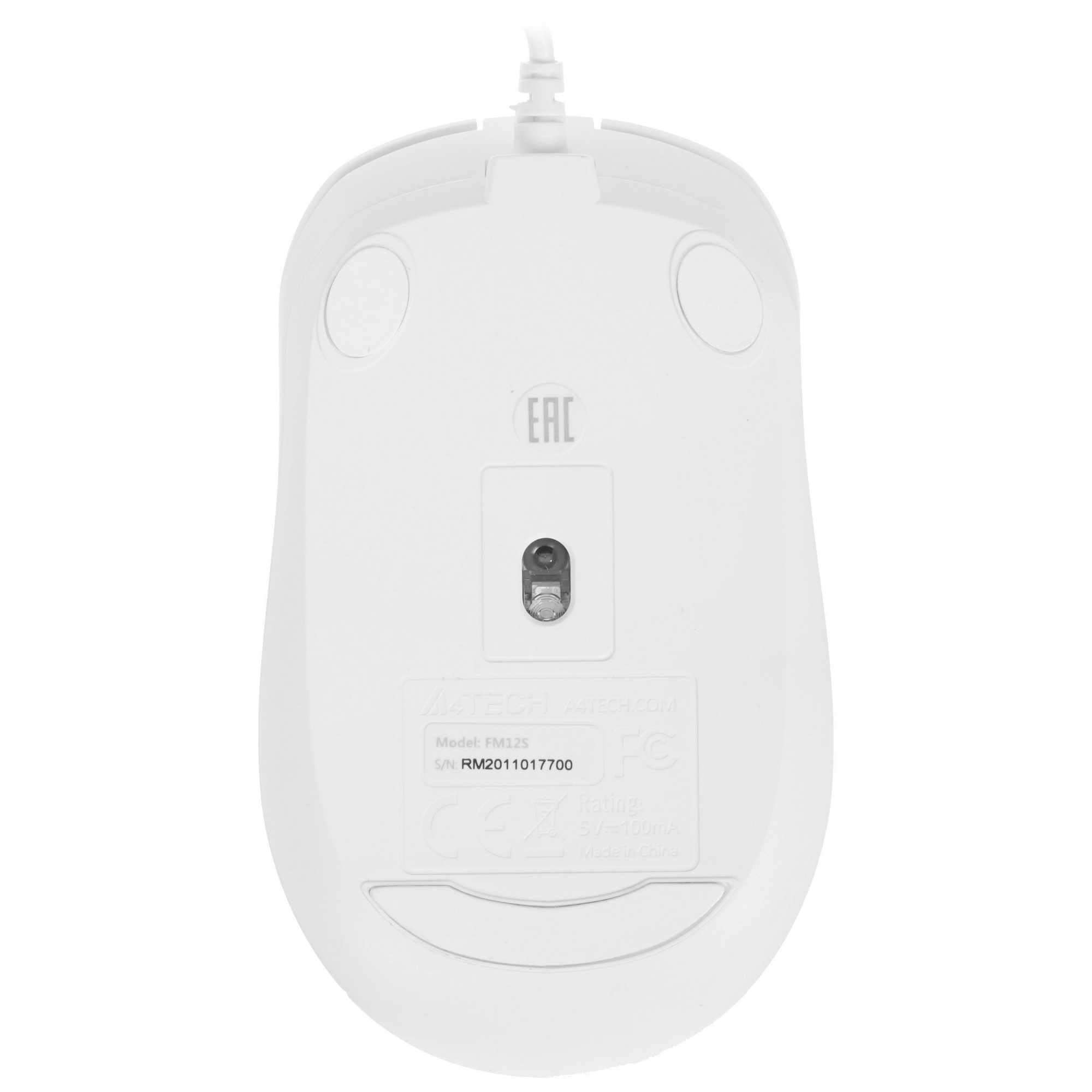 Мышь проводная A4Tech Fstyler FM12S белый, 1200 dpi, USB, кнопки - 3