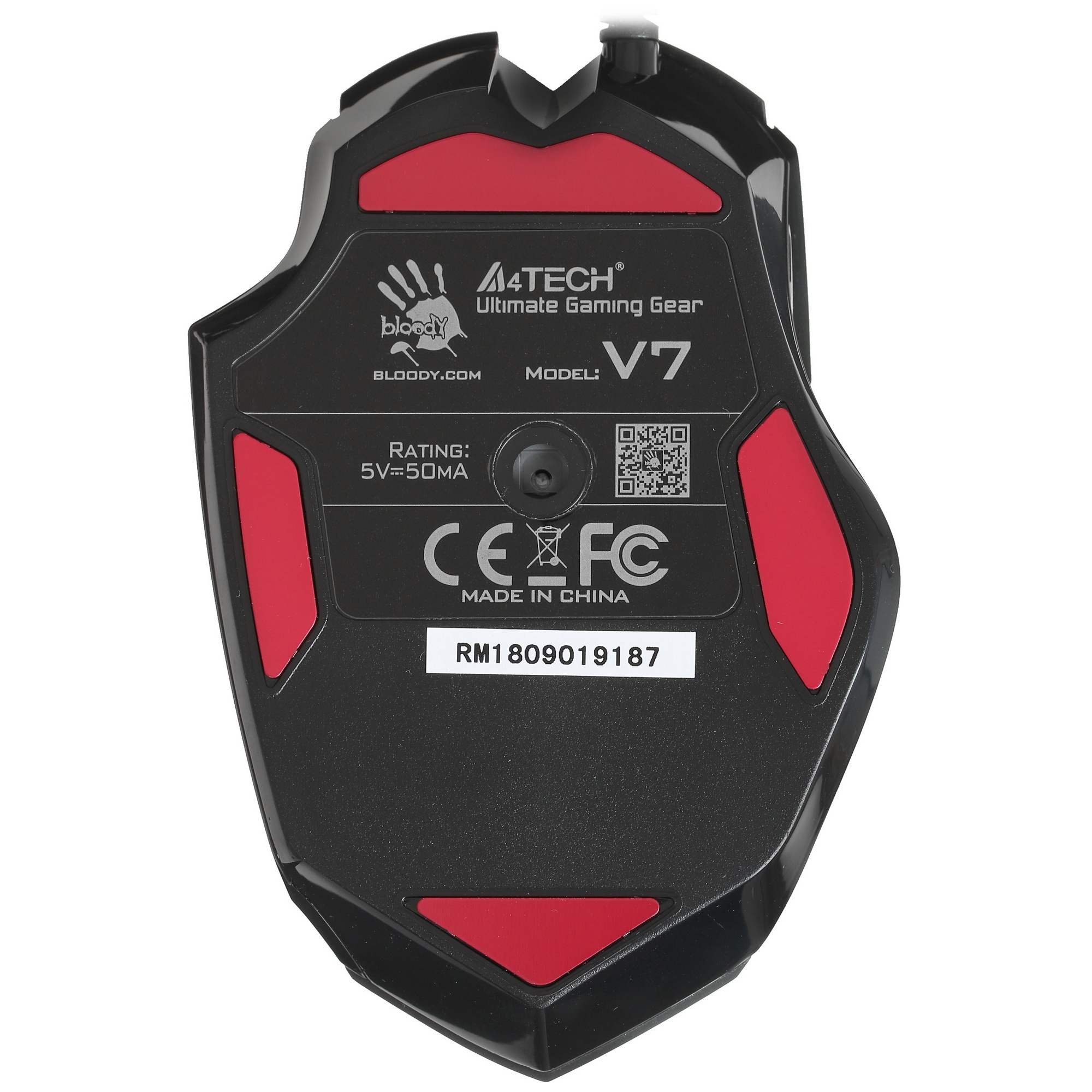 Мышь проводная A4Tech Bloody V7 черный, 3200 dpi, USB Type-A, кнопки - 8
