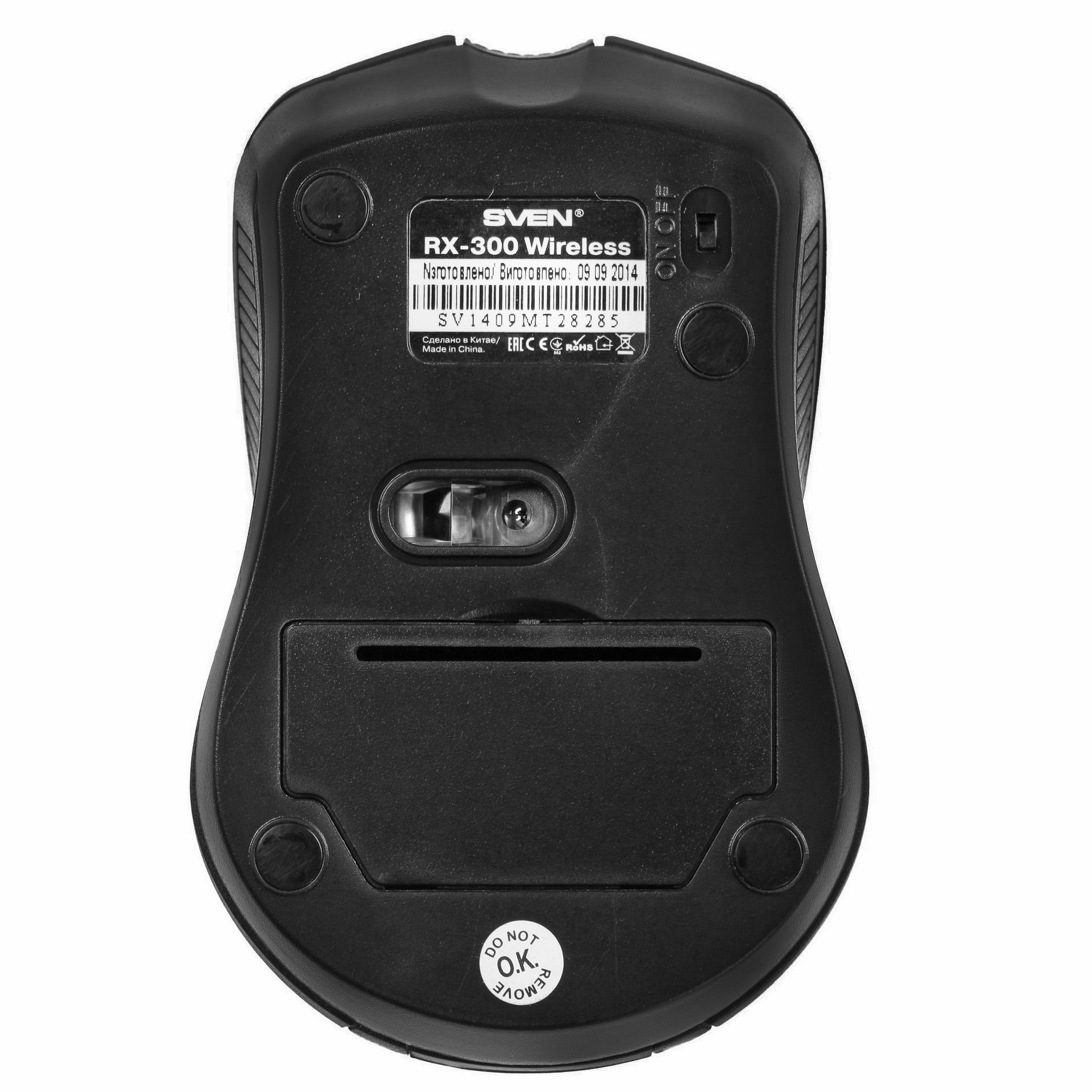 Мышь беспроводная SVEN RX-300 черный, 1000 dpi, радиоканал, USB, кнопки - 4