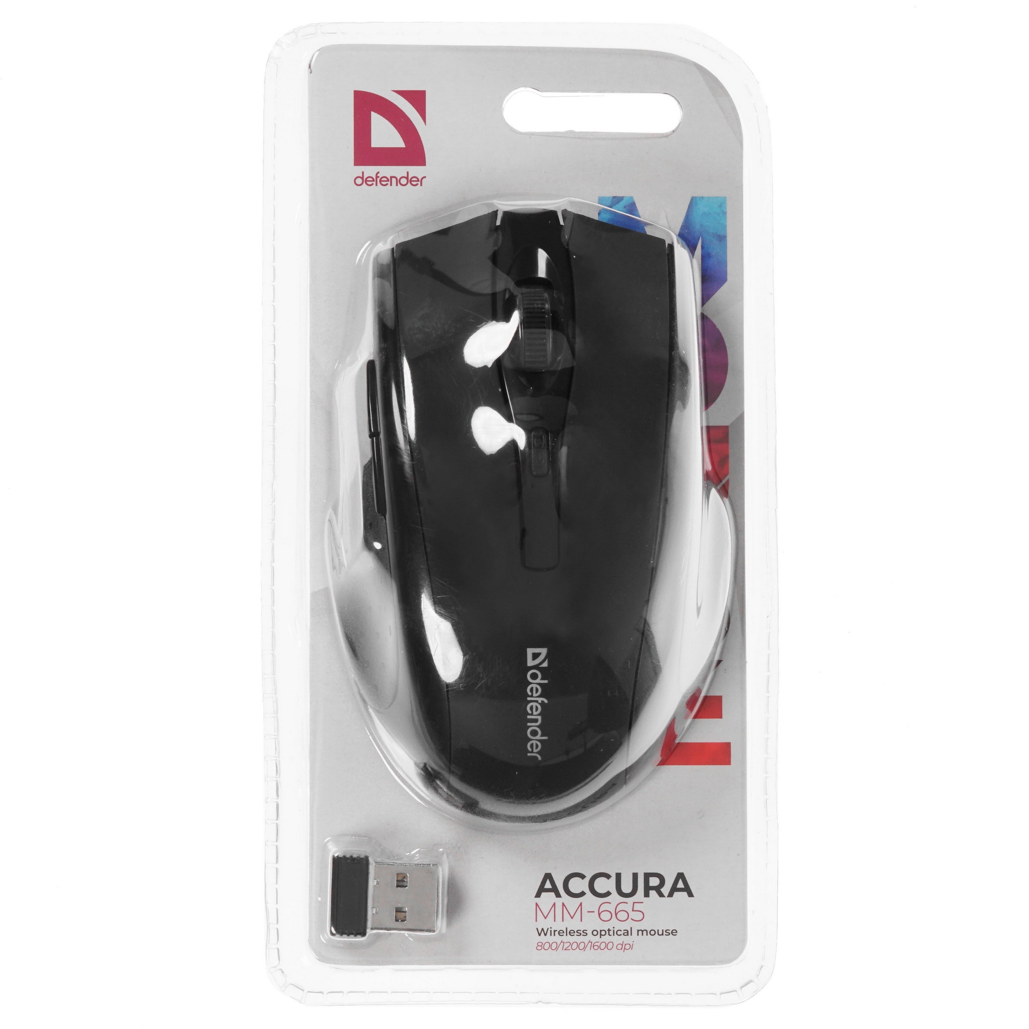 Мышь беспроводная Defender Accura MM-665 черный, 1600 dpi, радиоканал, USB, кнопки - 6