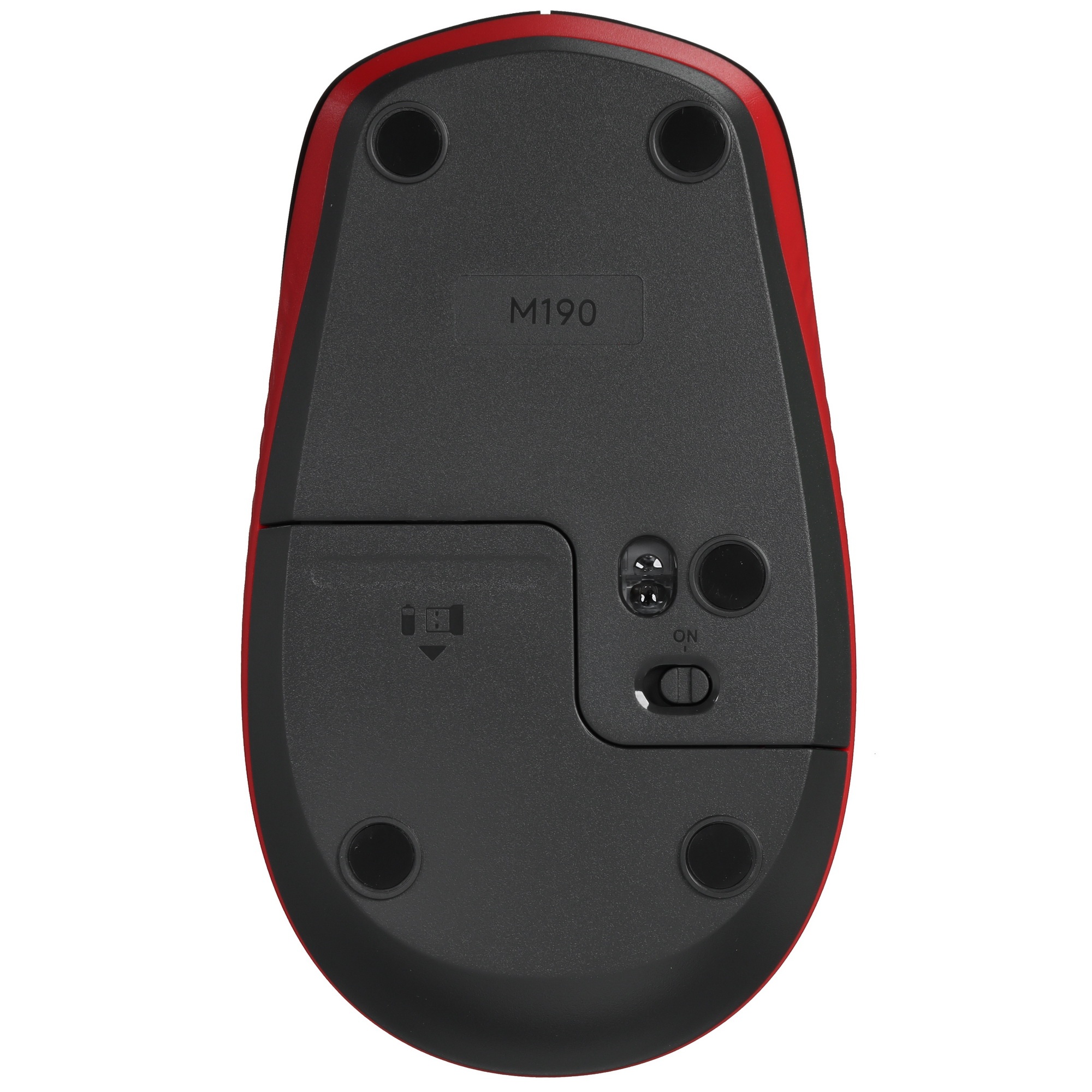 Мышь беспроводная Logitech M190 черный/красный, 1000 dpi, радиоканал, USB, кнопки - 3