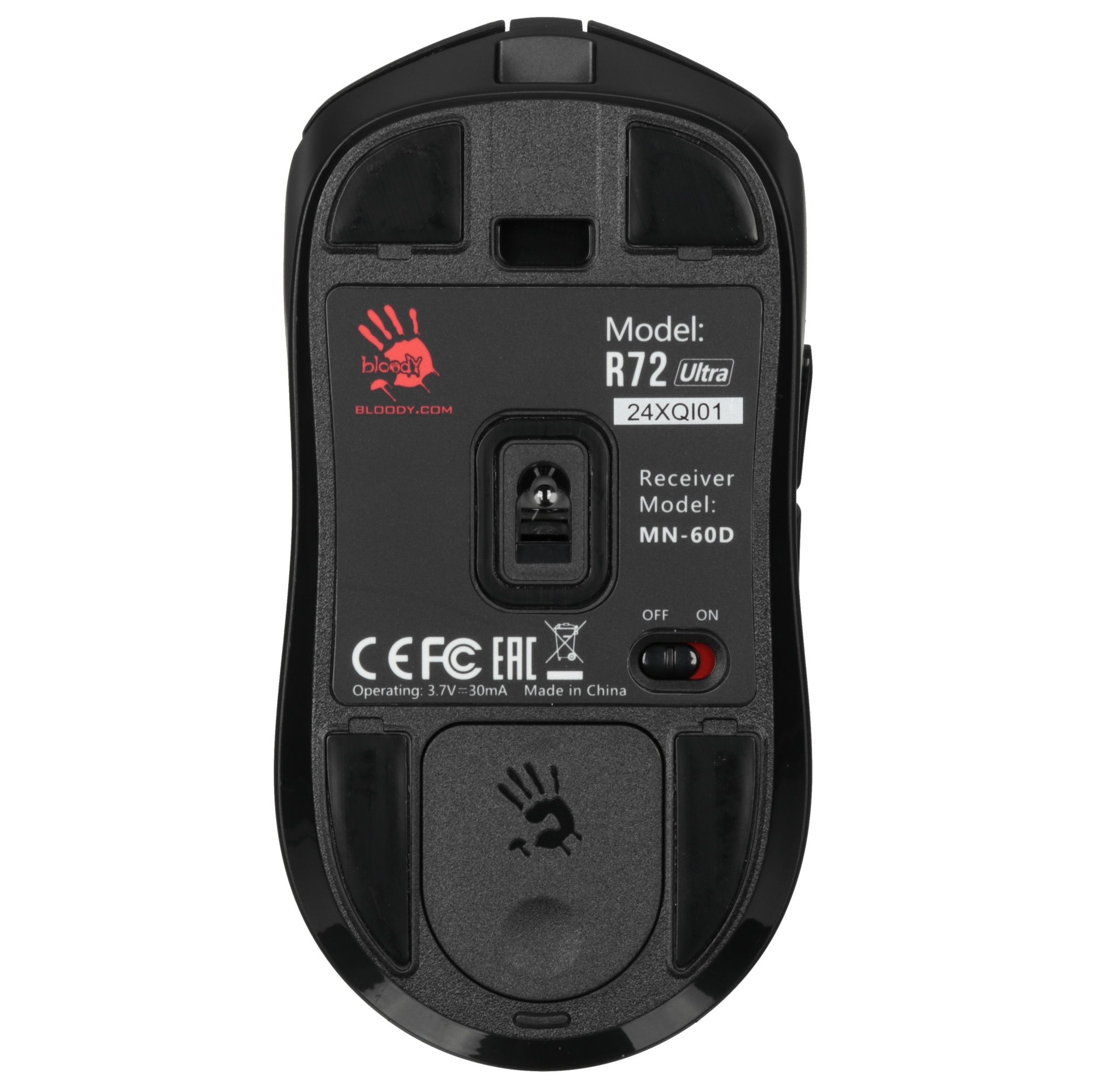 Мышь беспроводная/проводная A4Tech Bloody R72 Ultra черный, 20000 dpi, радиоканал, USB-C, кнопки - 7