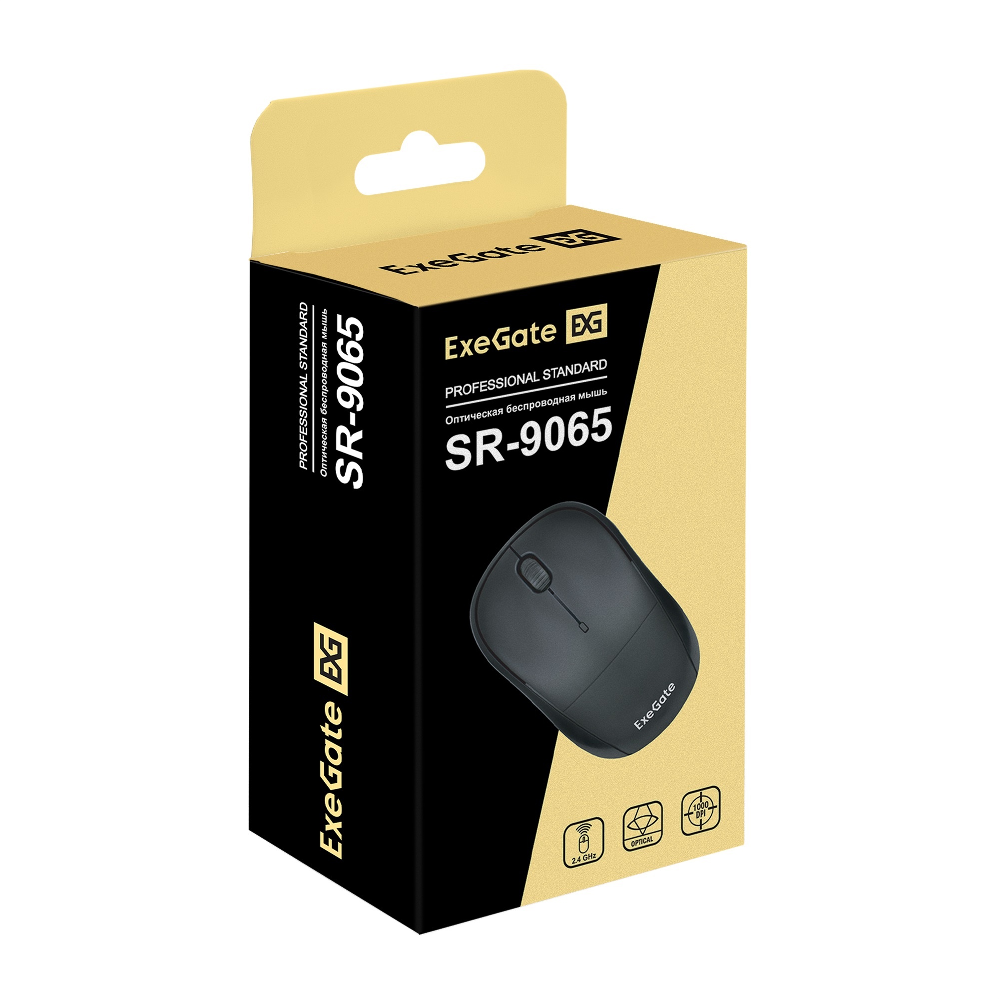 Мышь беспроводная ExeGate Professional Standard SR-9065 черный, 1000 dpi, радиоканал, USB, кнопки -