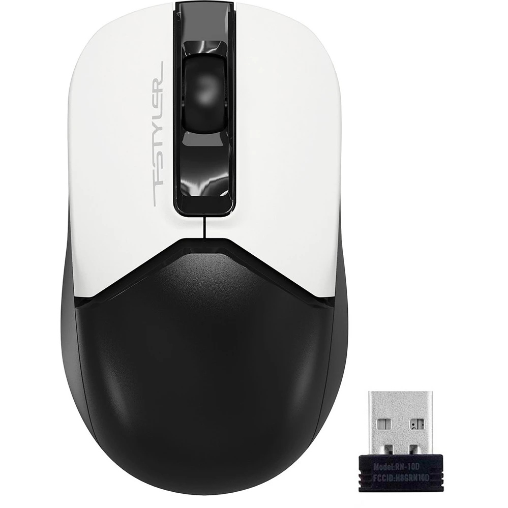 Мышь беспроводная A4Tech Fstyler FG12 белый/черный, 1200 dpi, радиоканал, USB, кнопки - 3