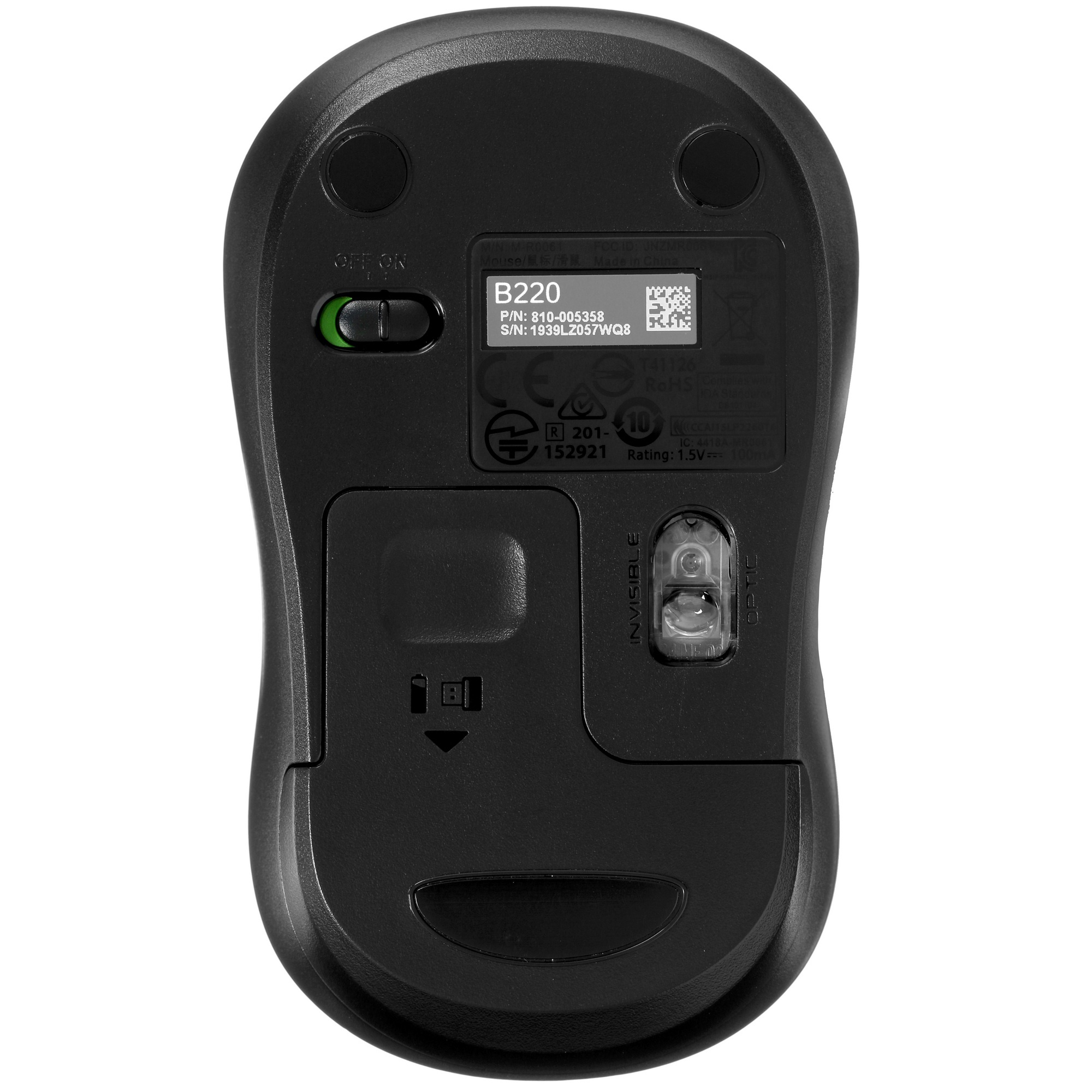 Мышь беспроводная Logitech B220 Silent черный, 1000 dpi, радиоканал, USB, кнопки - 3