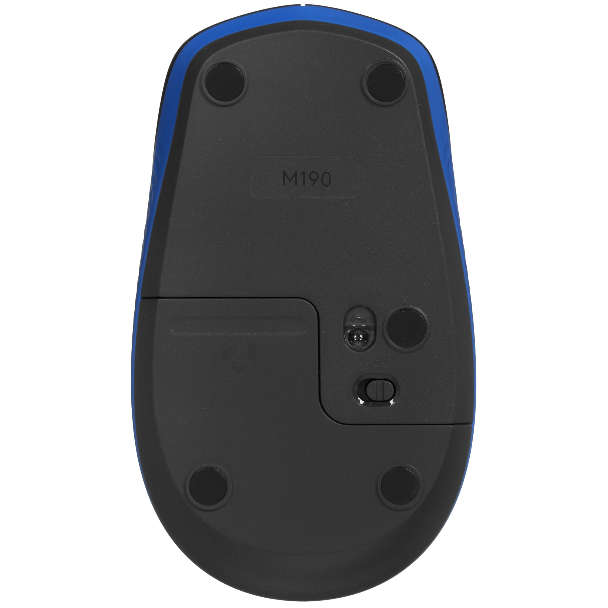 Мышь беспроводная Logitech M190 черный/синий, 1000 dpi, радиоканал, USB, кнопки - 3