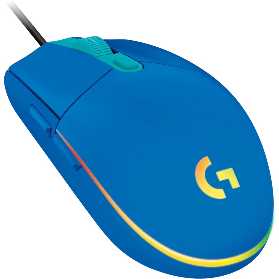 Мышь проводная Logitech G203 LIGHTSYNC синий, 8000 dpi, USB, кнопки - 6