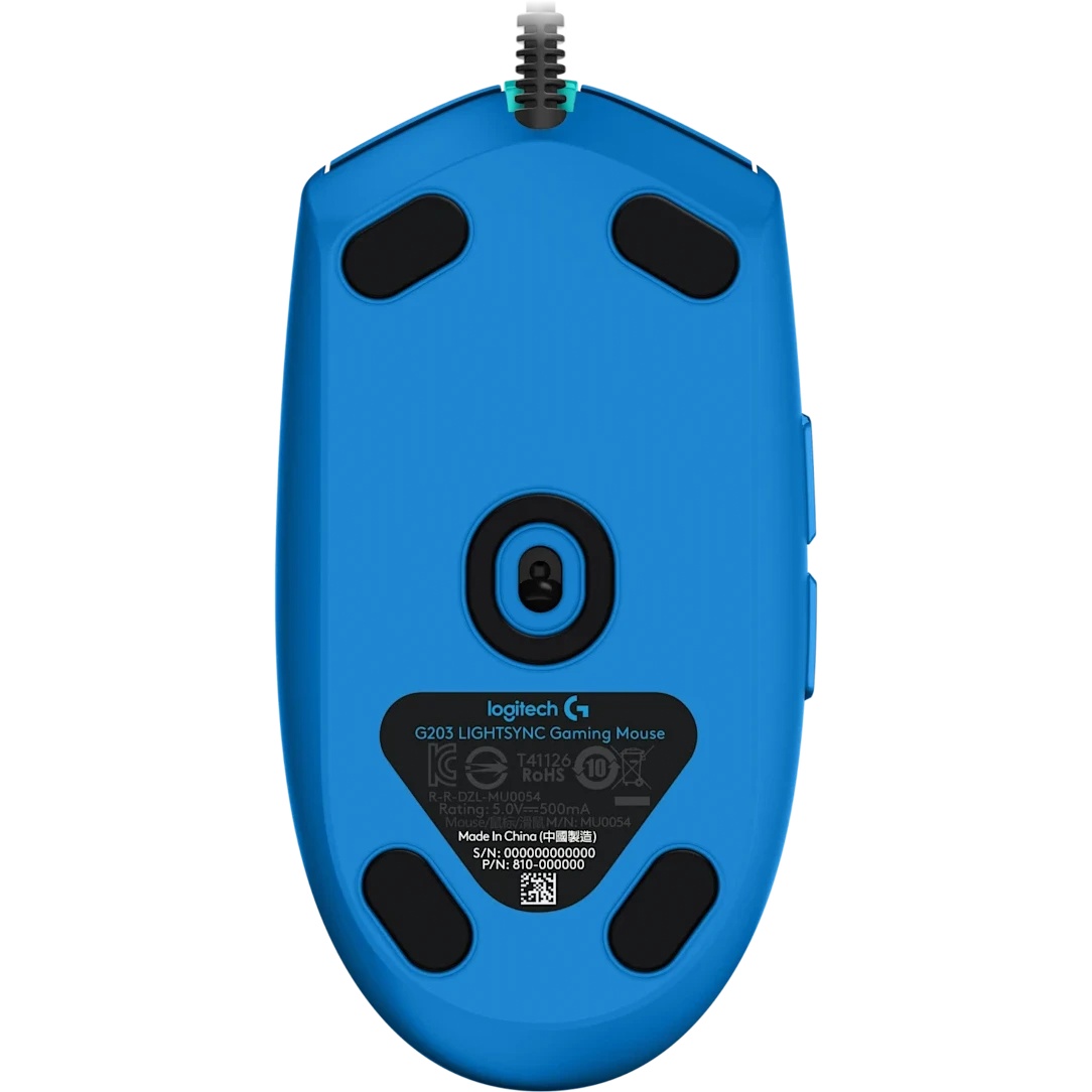 Мышь проводная Logitech G203 LIGHTSYNC синий, 8000 dpi, USB, кнопки - 6