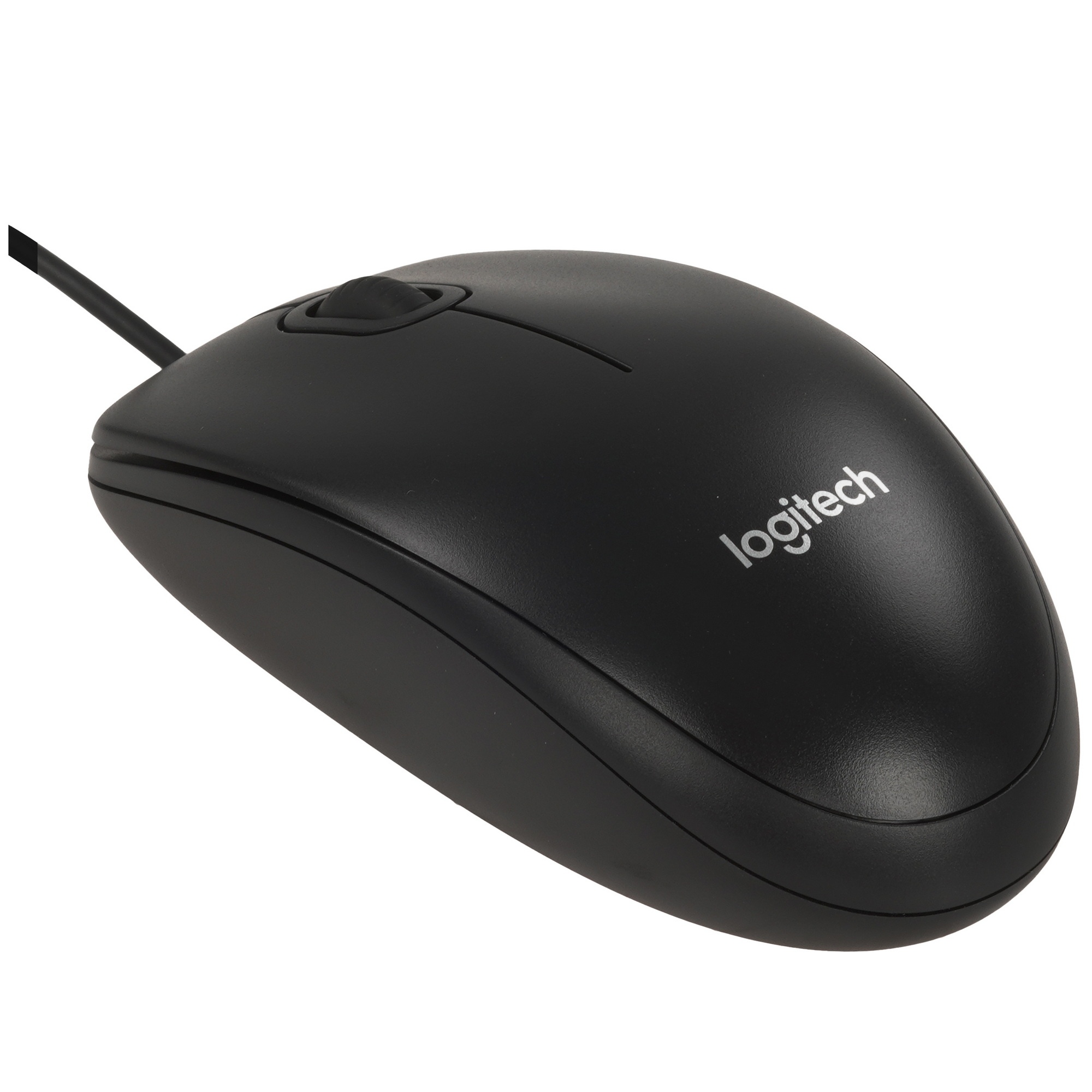 Мышь проводная Logitech B100 черный, 1000 dpi, USB, кнопки - 3