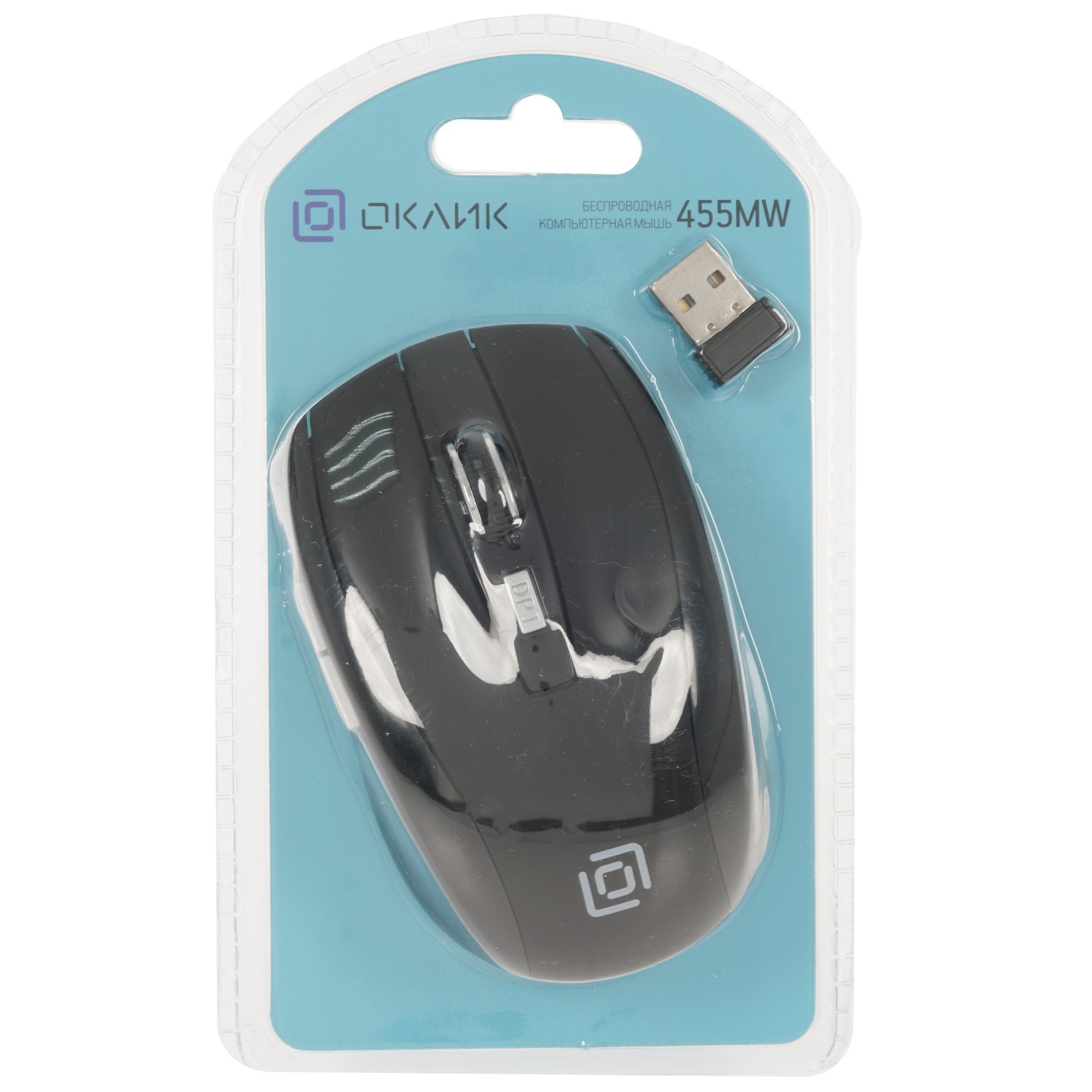 Мышь беспроводная Oklick 455MW черный, 1600 dpi, радиоканал, USB, кнопки - 6