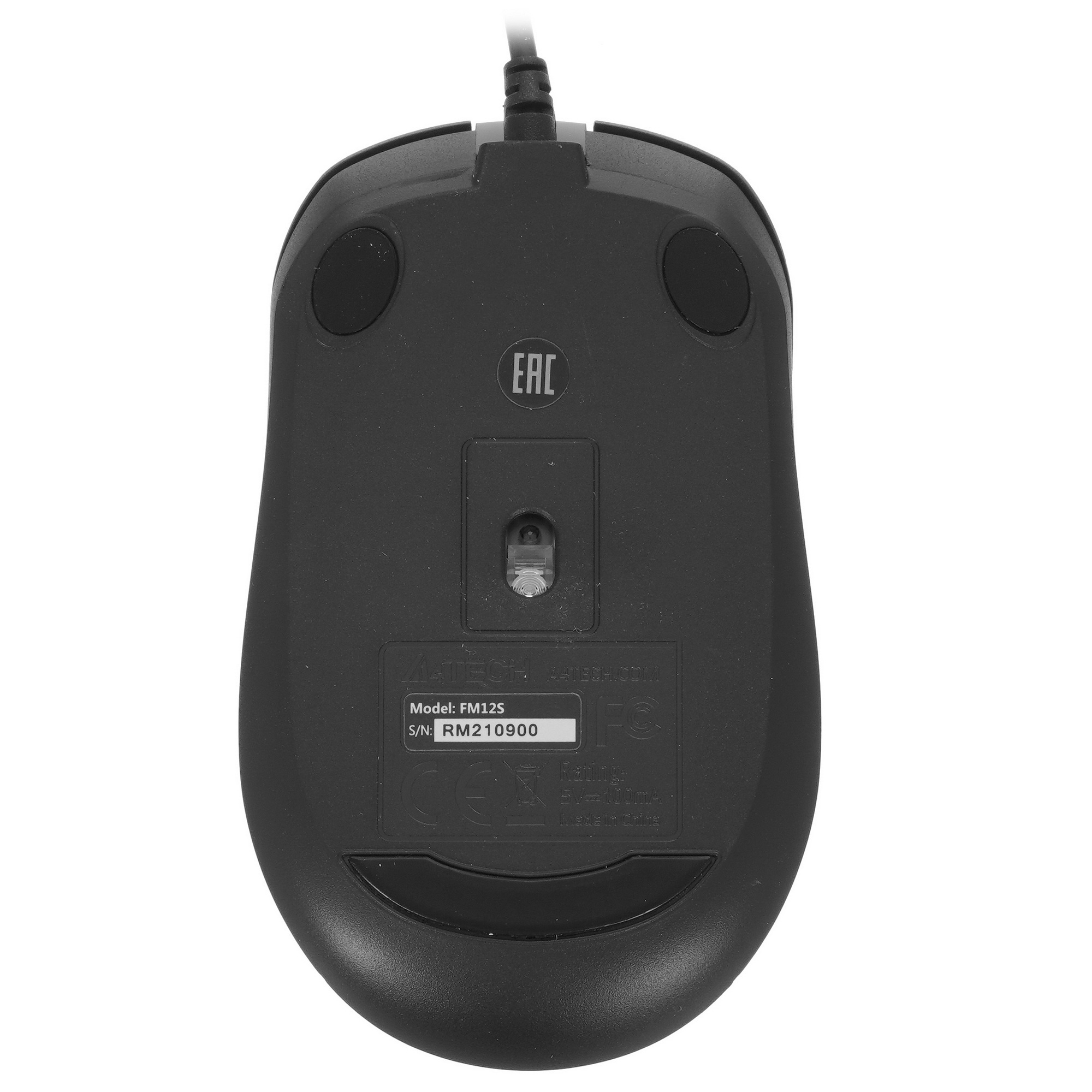 Мышь проводная A4Tech Fstyler FM12S черный, 1200 dpi, USB, кнопки - 3