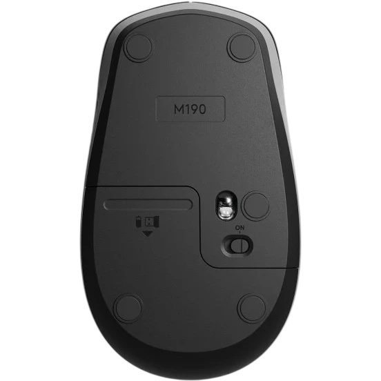 Мышь беспроводная Logitech M190 черный/серый, 1000 dpi, радиоканал, USB, кнопки - 3