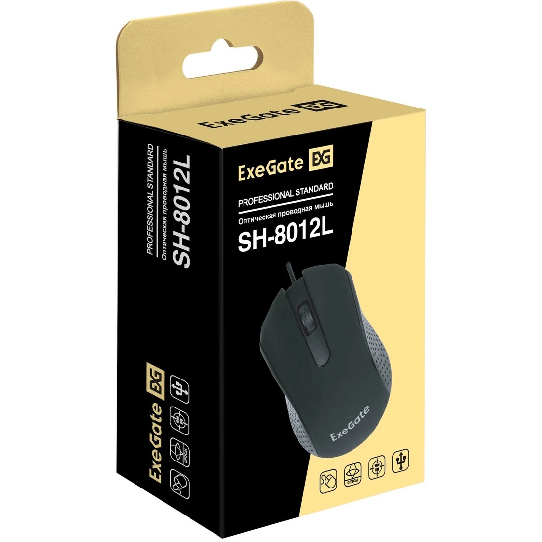 Мышь проводная ExeGate Professional Standard SH-8012L черный, 1000 dpi, USB, кнопки - 3
