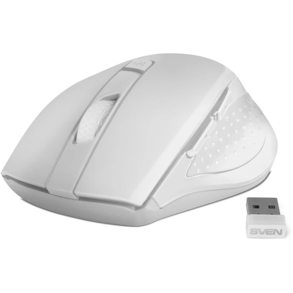 Мышь беспроводная SVEN RX-425W белый, 1600 dpi, радиоканал, USB, кнопки - 6
