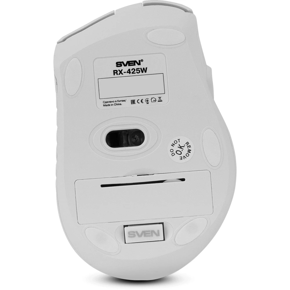 Мышь беспроводная SVEN RX-425W белый, 1600 dpi, радиоканал, USB, кнопки - 6