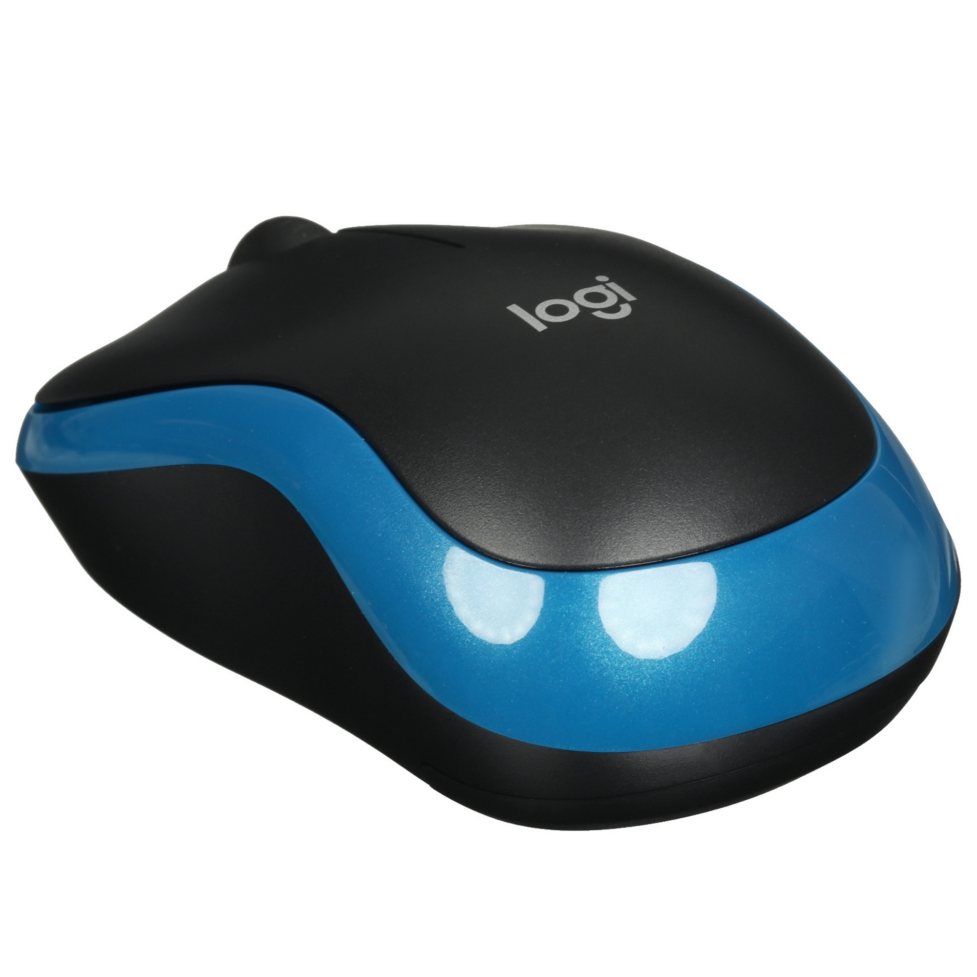 Мышь беспроводная Logitech M186 черный/синий, 1000 dpi, радиоканал, USB, кнопки - 3