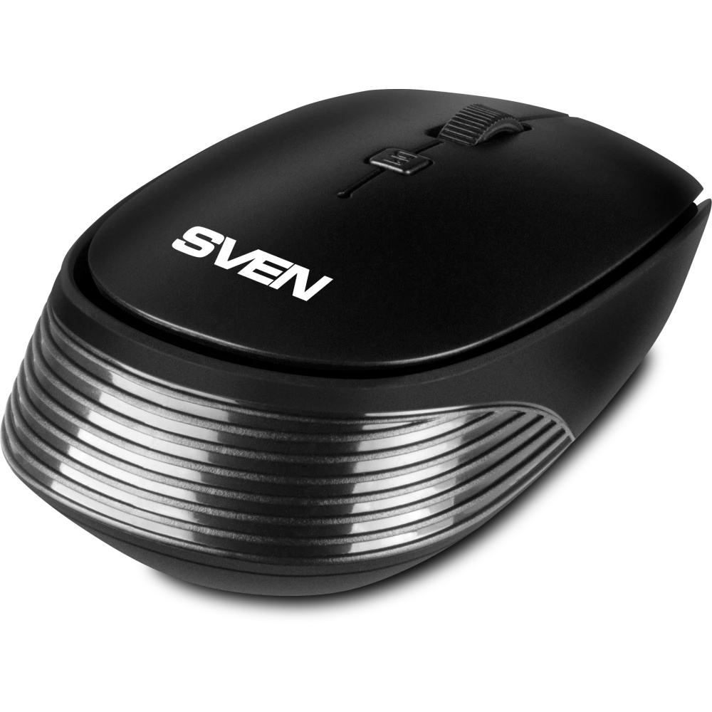 Мышь беспроводная SVEN RX-210W черный, 1400 dpi, радиоканал, USB, кнопки - 4