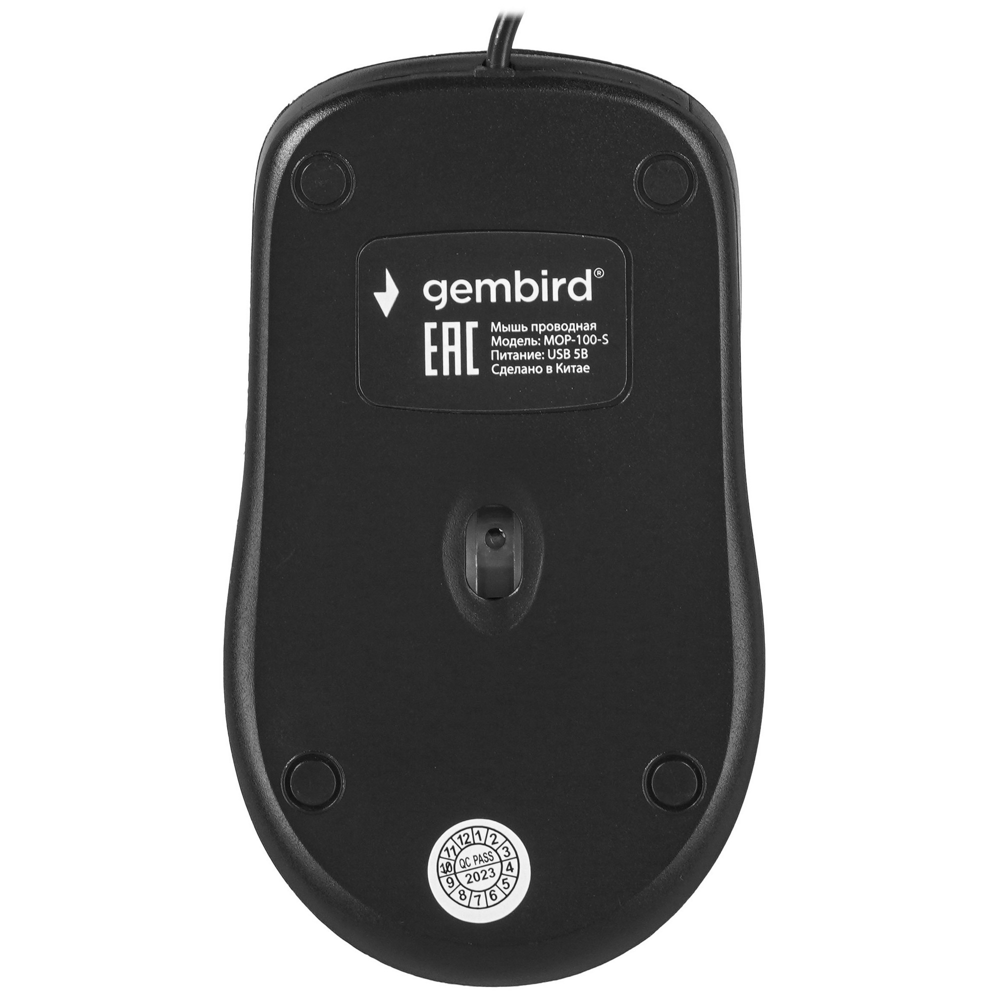 Мышь проводная Gembird MOP-100-S серебристый, 1000 dpi, USB, кнопки - 3