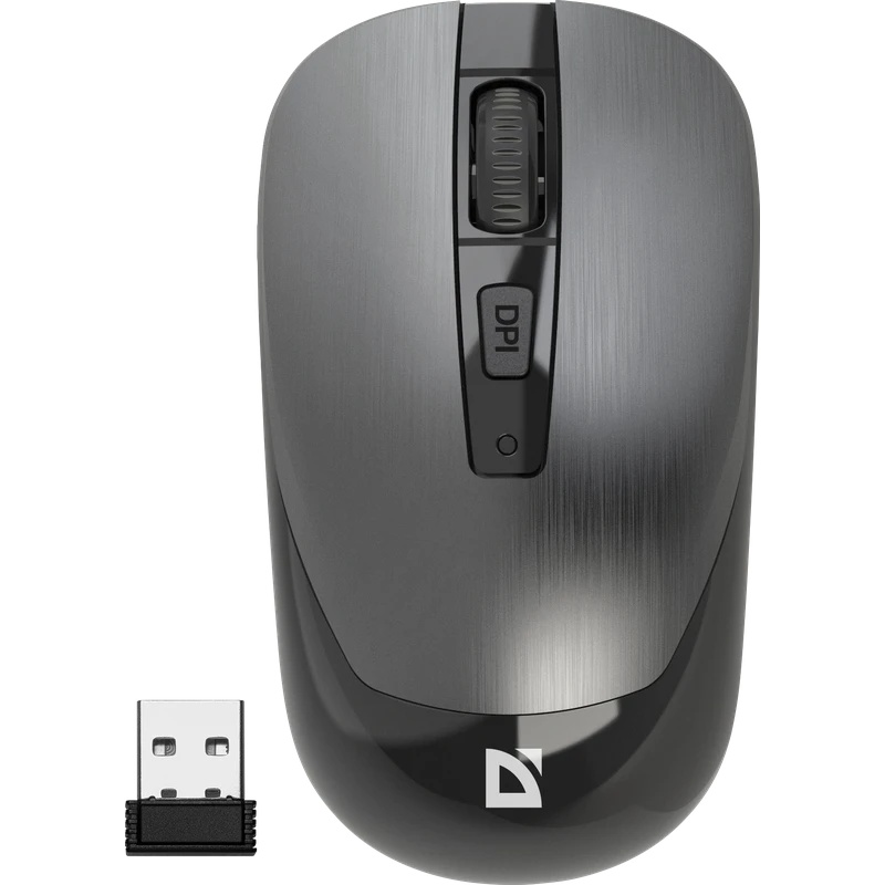 Мышь беспроводная Defender Wave MM-995 серебристый, 1600 dpi, радиоканал, USB, кнопки - 4