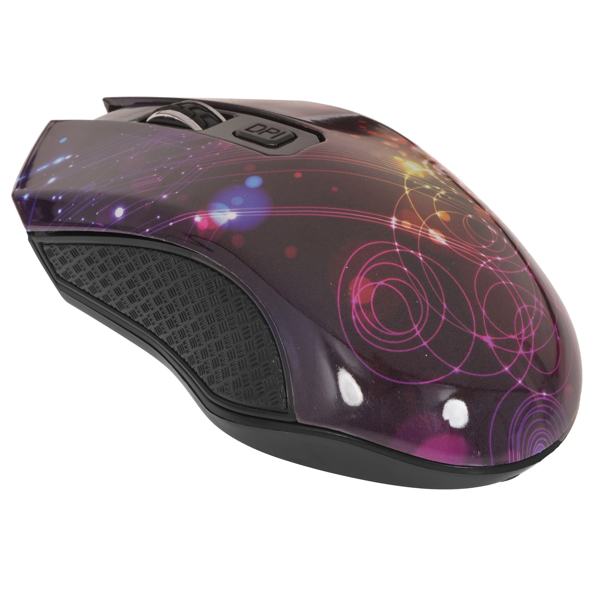 Мышь беспроводная Qumo Fractal M25 черный, 1600 dpi, радиоканал, USB, кнопки - 4