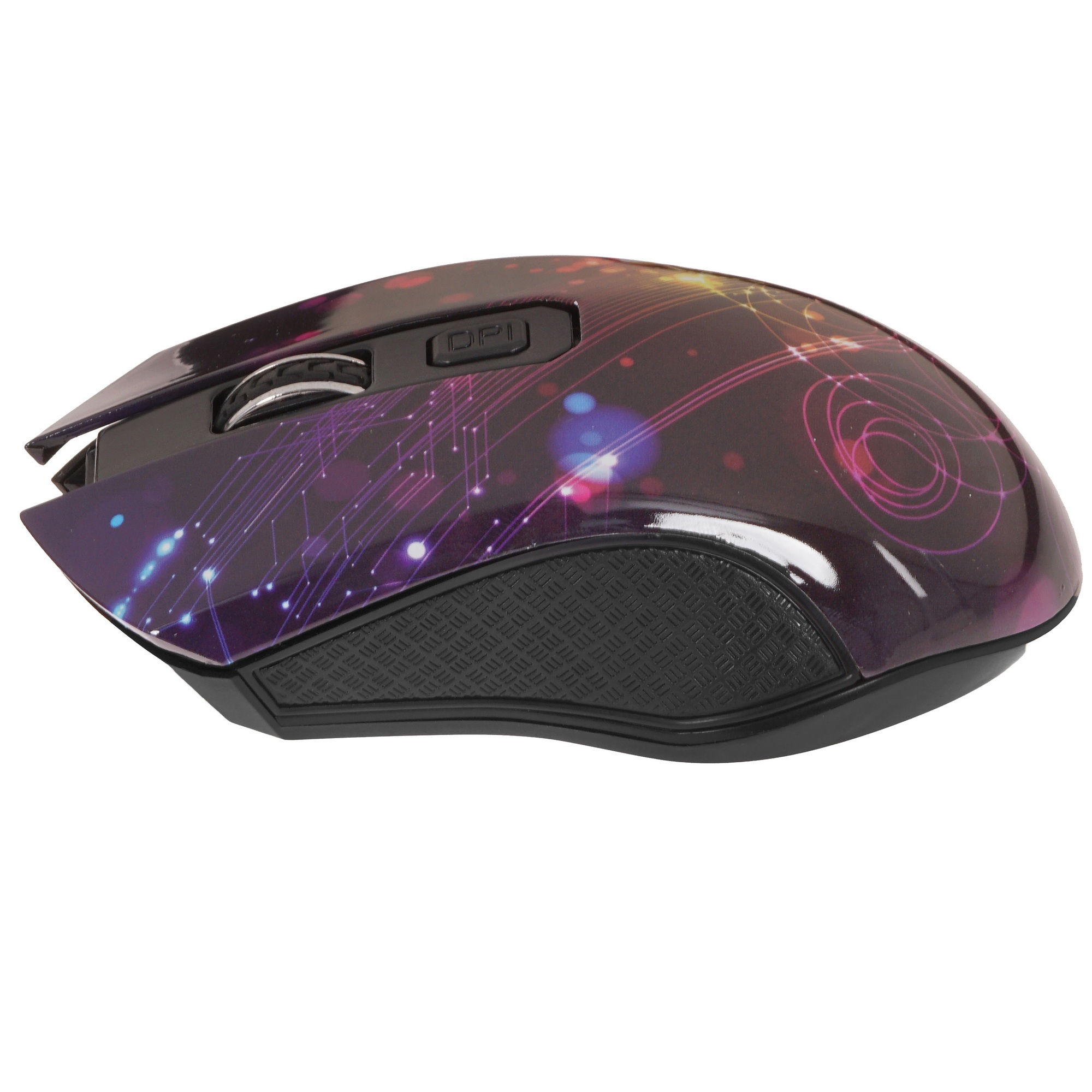 Мышь беспроводная Qumo Fractal M25 черный, 1600 dpi, радиоканал, USB, кнопки - 4