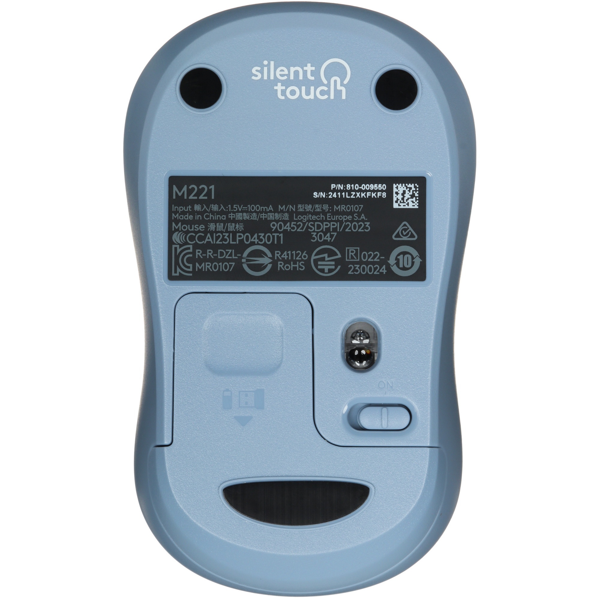 Мышь беспроводная Logitech M221 голубой, 1000 dpi, радиоканал, USB, кнопки - 3