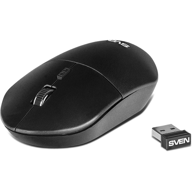 Мышь беспроводная SVEN RX-515SW черный, 1600 dpi, радиоканал, USB, кнопки - 4