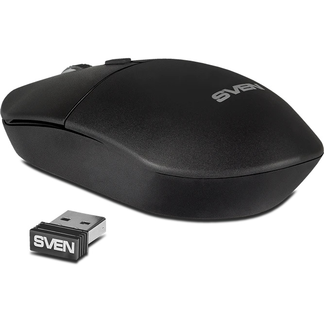 Мышь беспроводная SVEN RX-515SW черный, 1600 dpi, радиоканал, USB, кнопки - 4