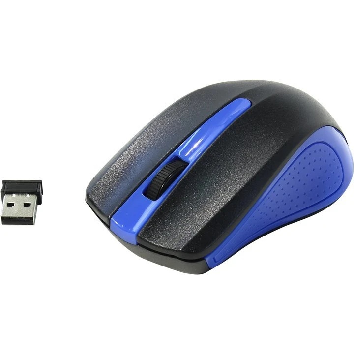Мышь беспроводная Oklick 485MW черный/синий, 1200 dpi, радиоканал, USB, кнопки - 3