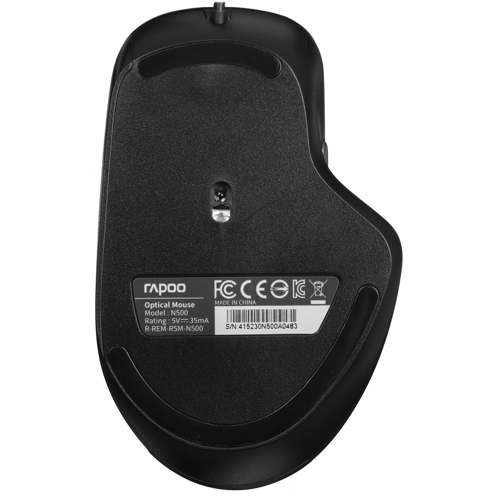 Мышь проводная Rapoo N500 черный, 3600 dpi, USB, кнопки - 6