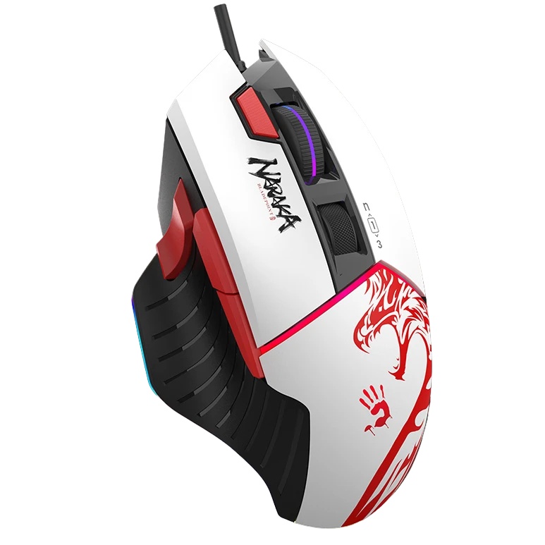 Мышь проводная A4Tech Bloody W95 Max Naraka белый/рисунок, оптическая, 12000 dpi, USB, кнопки - 6