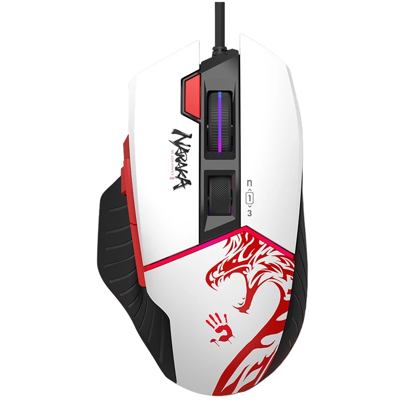 Мышь проводная A4Tech Bloody W95 Max Naraka белый/рисунок, оптическая, 12000 dpi, USB, кнопки - 6