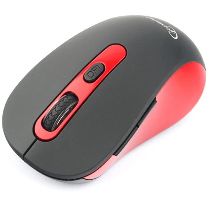 Мышь беспроводная Gembird MUSW-221-R черный/красный, 1600 dpi, радиоканал, USB, кнопки - 6