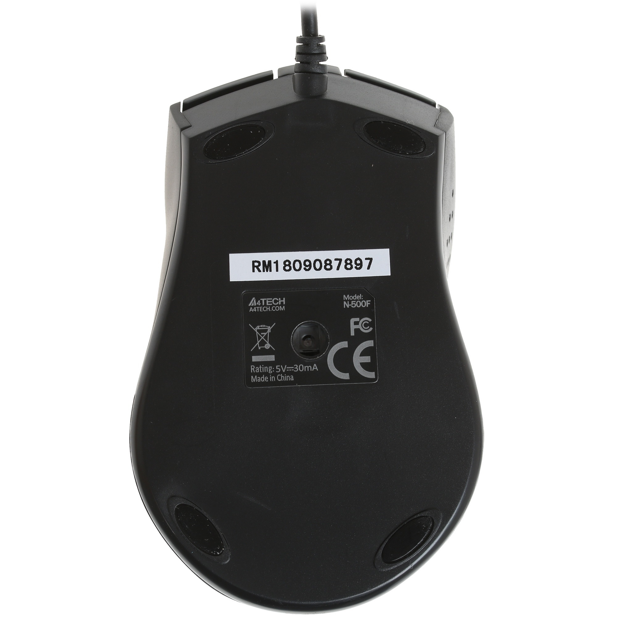 Мышь проводная A4Tech N-500F серый глянец/черный, 1200 dpi, USB, кнопки - 4