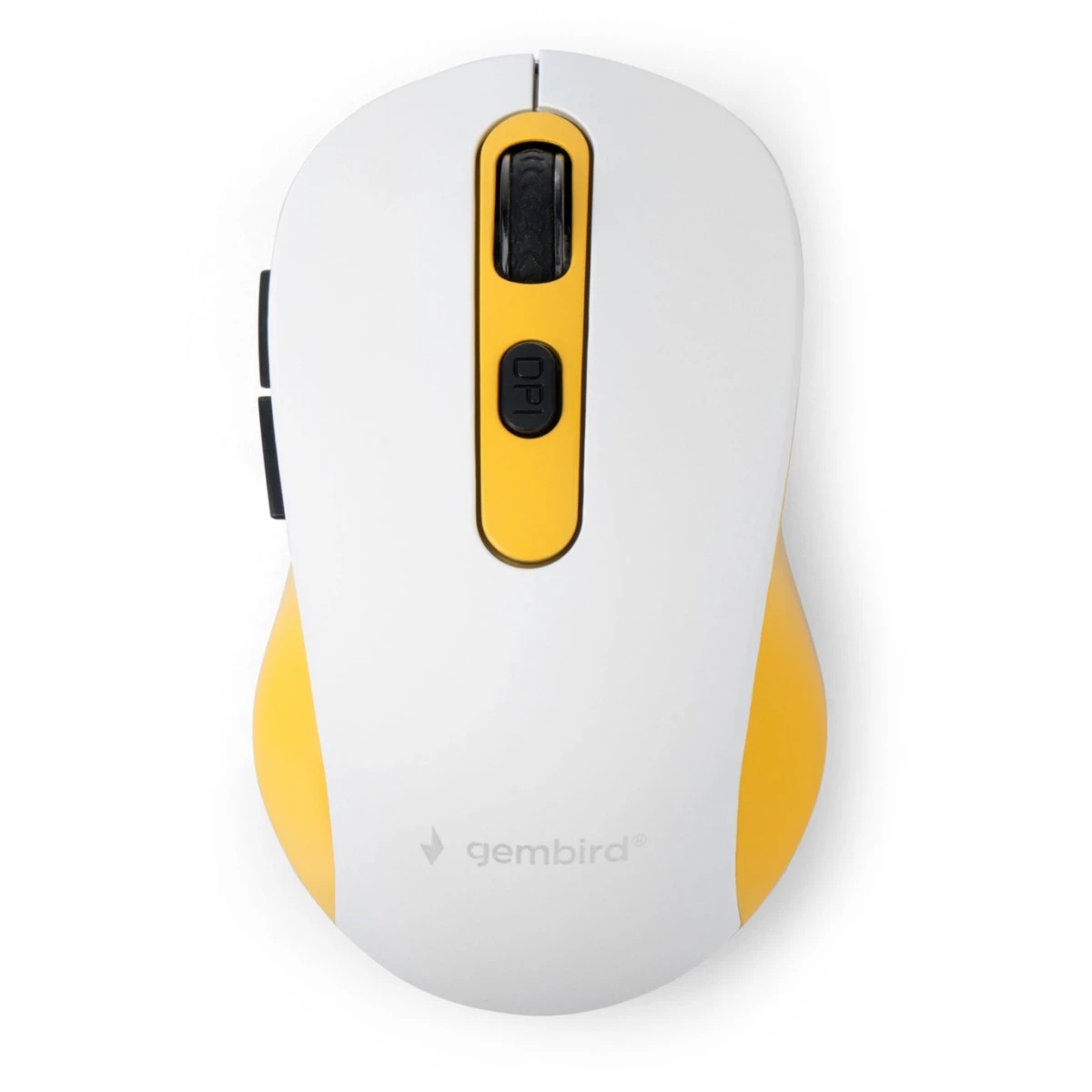 Мышь беспроводная Gembird MUSW-221-Y белый/желтый, 1600 dpi, радиоканал, USB, кнопки - 6