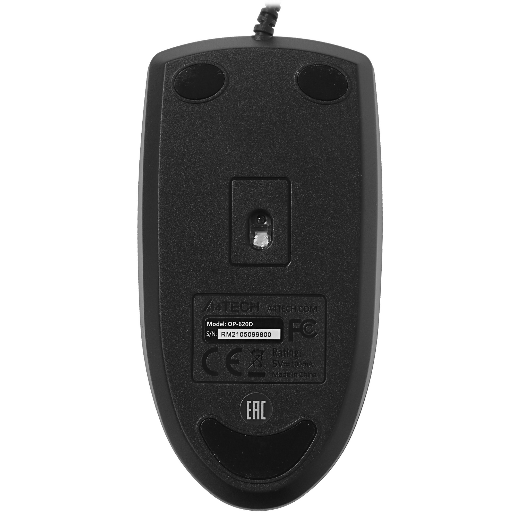 Мышь проводная A4Tech OP-620D черный, 1000 dpi, USB, кнопки - 4