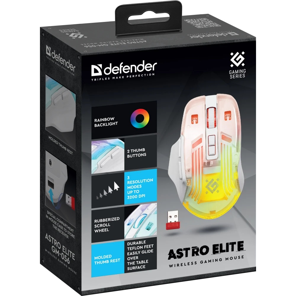Мышь беспроводная Defender Astro Elite GM-056 белый, 3200 dpi, радиоканал, USB, кнопки - 7