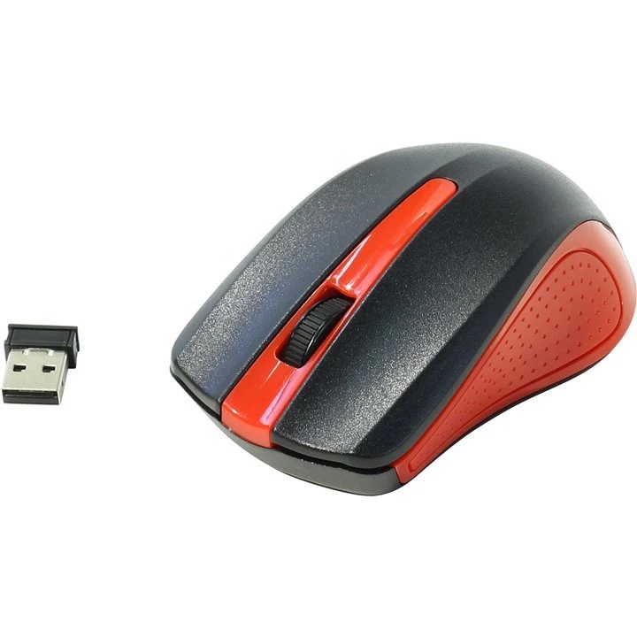 Мышь беспроводная Oklick 485MW черный/красный, 1200 dpi, радиоканал, USB, кнопки - 3