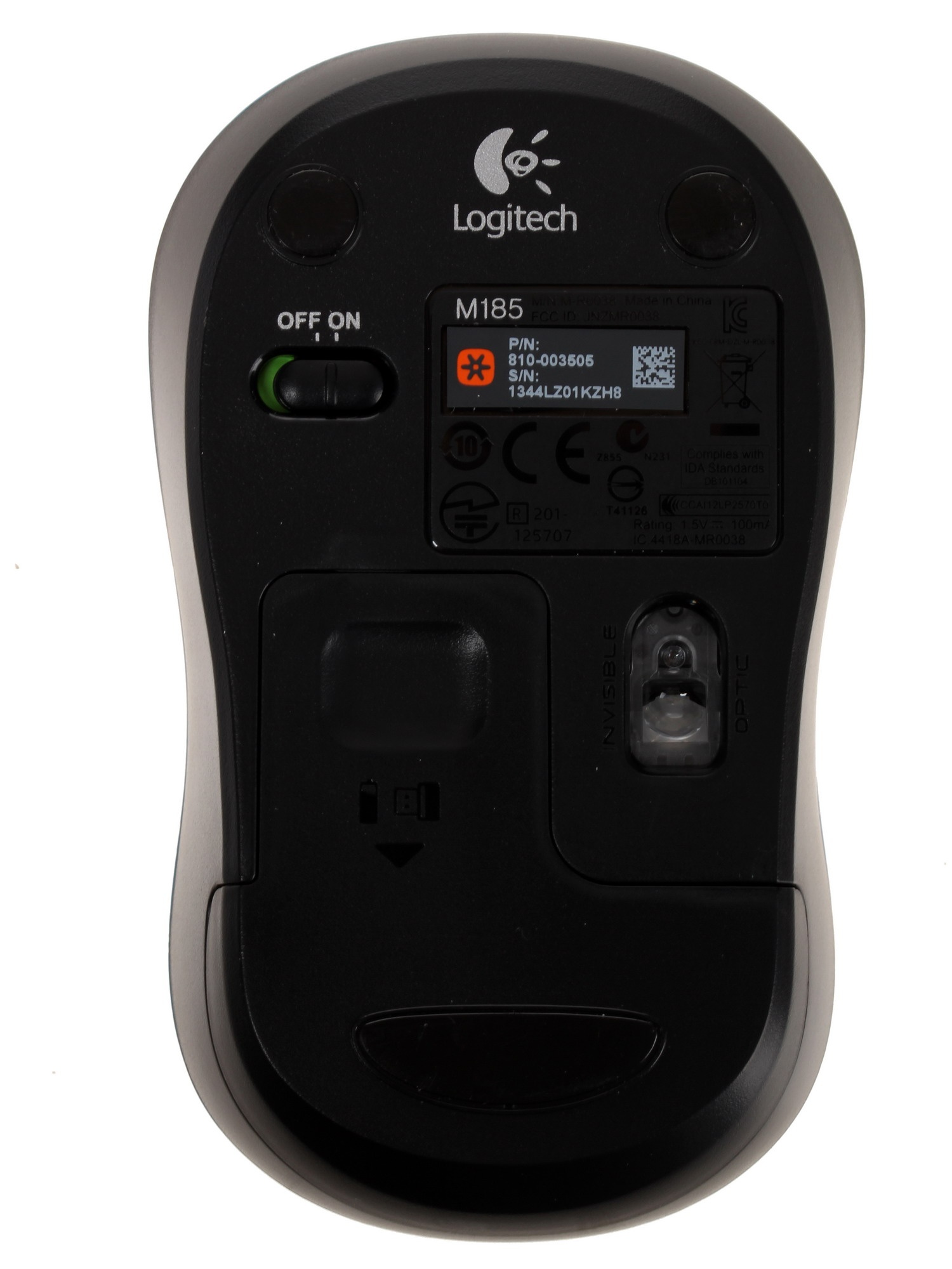 Мышь беспроводная Logitech M185 синий, 1000 dpi, радиоканал, USB, кнопки - 3