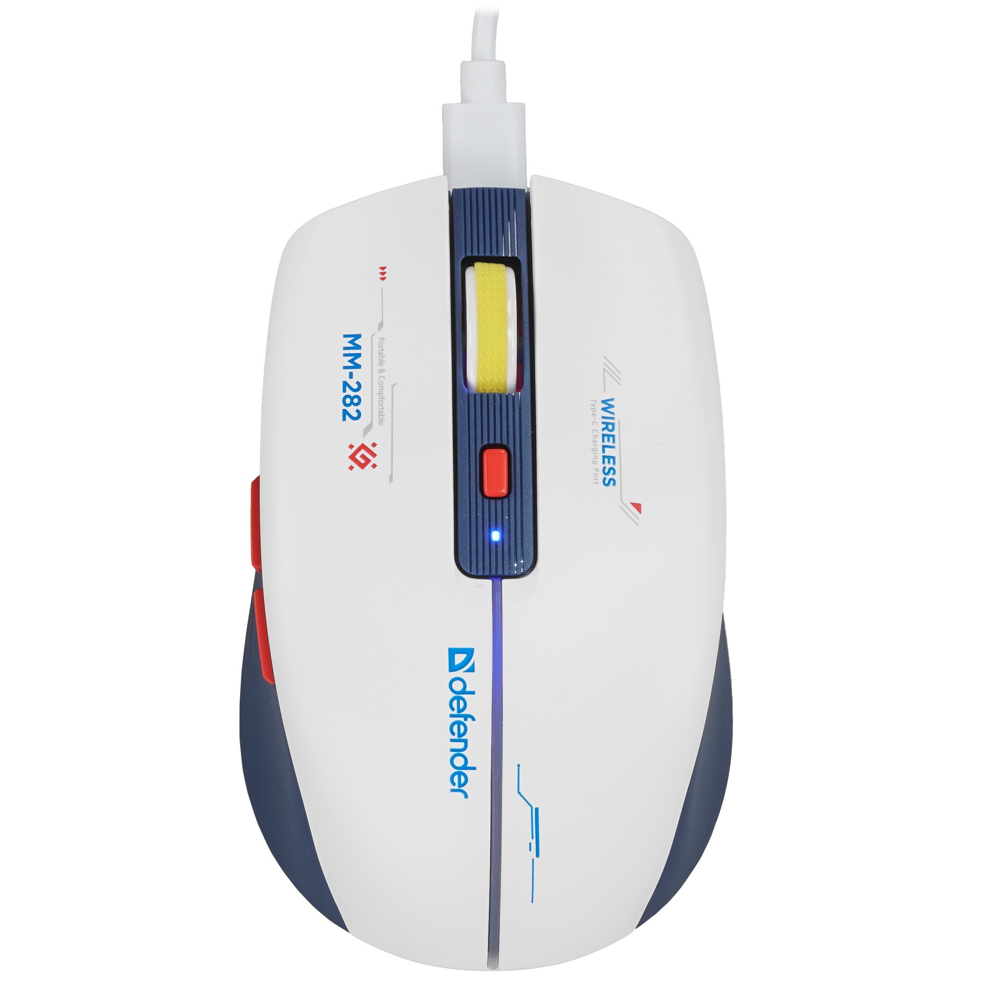 Мышь беспроводная Defender Dila MM-282 белый/синий, 1800 dpi, радиоканал, USB, кнопки - 6
