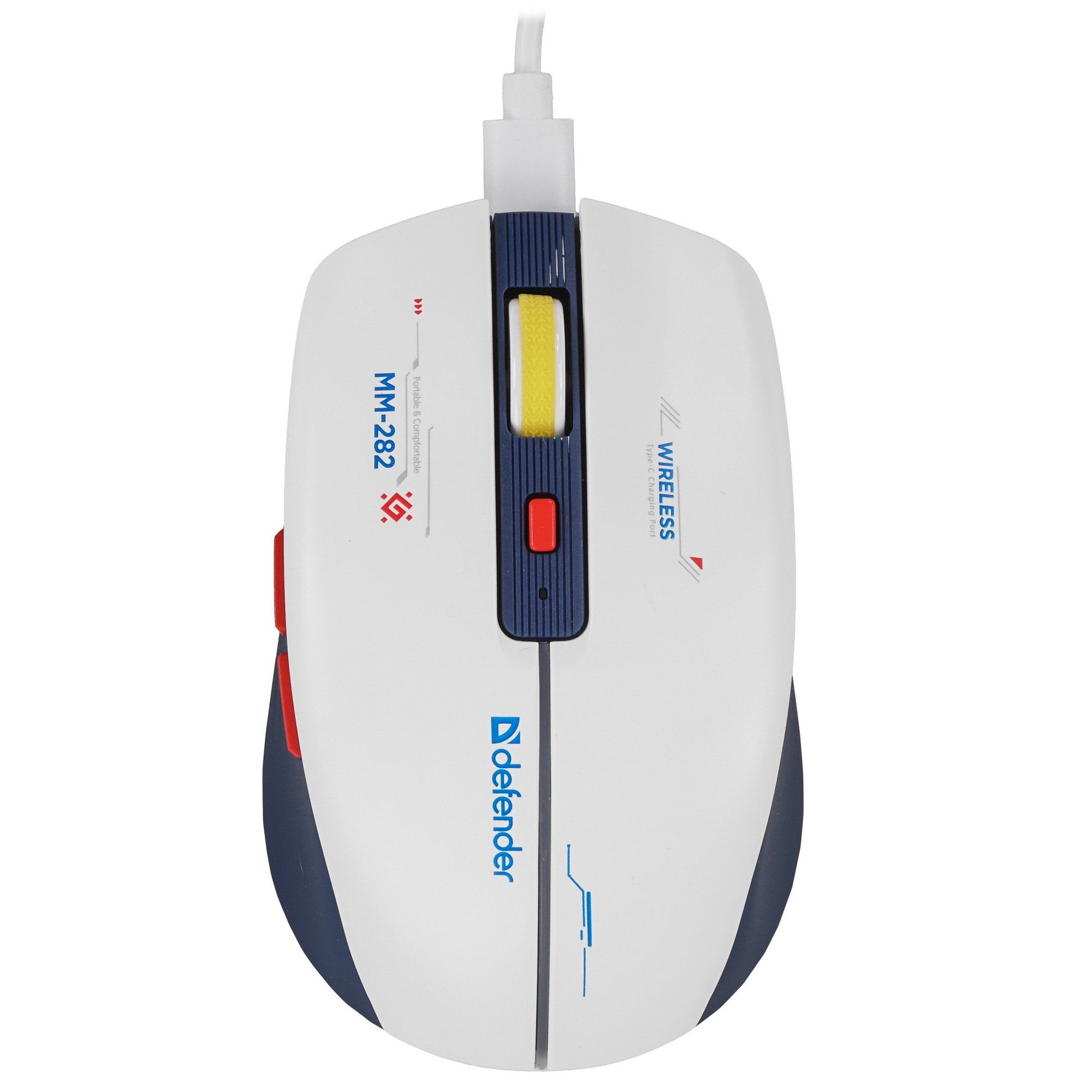 Мышь беспроводная Defender Dila MM-282 белый/синий, 1800 dpi, радиоканал, USB, кнопки - 6