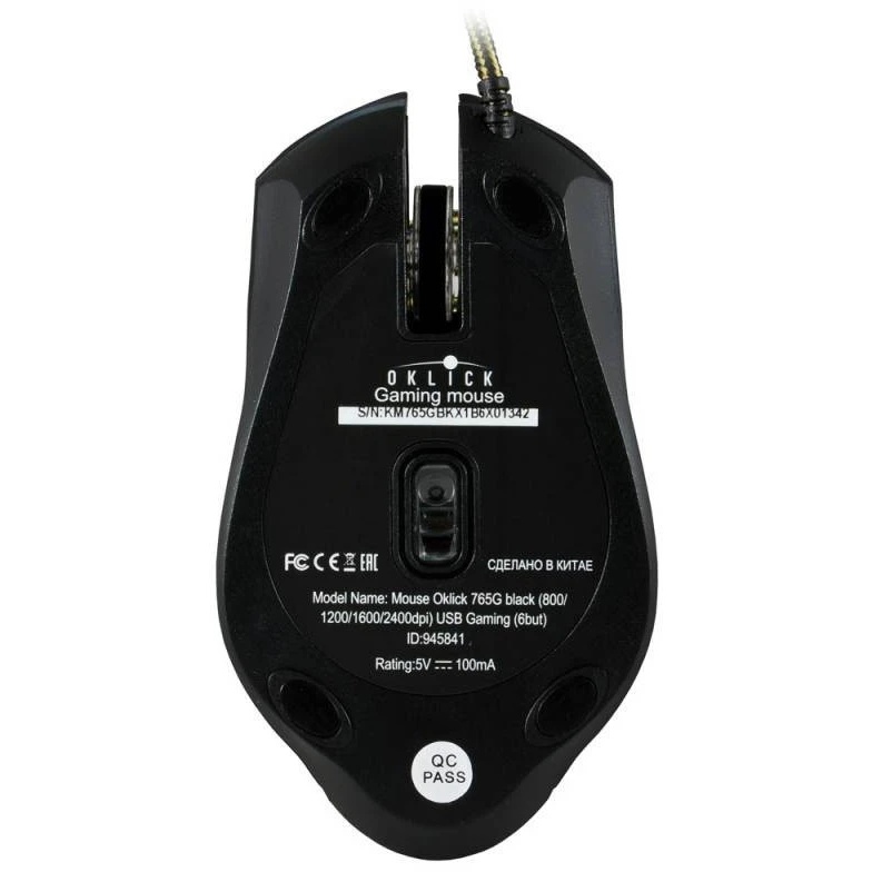 Мышь проводная Oklick 765G черный, 2400 dpi, USB, кнопки - 6