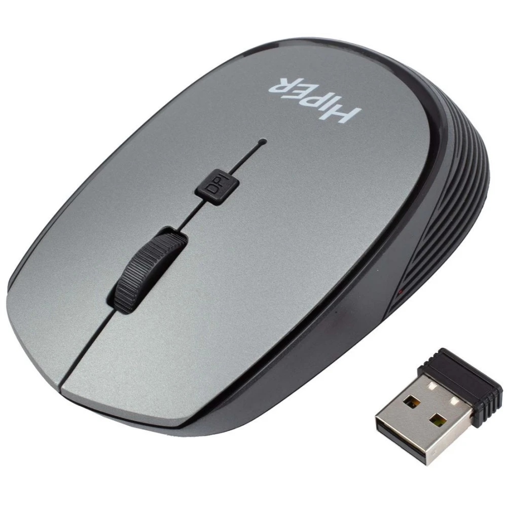 Мышь беспроводная HIPER HOMW-081 серый, 1600 dpi, радиоканал, USB, кнопки - 4