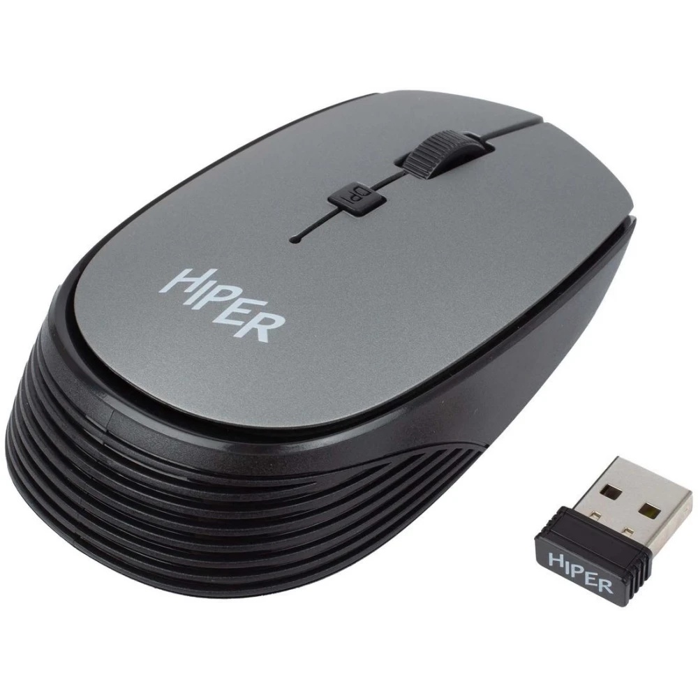 Мышь беспроводная HIPER HOMW-081 серый, 1600 dpi, радиоканал, USB, кнопки - 4