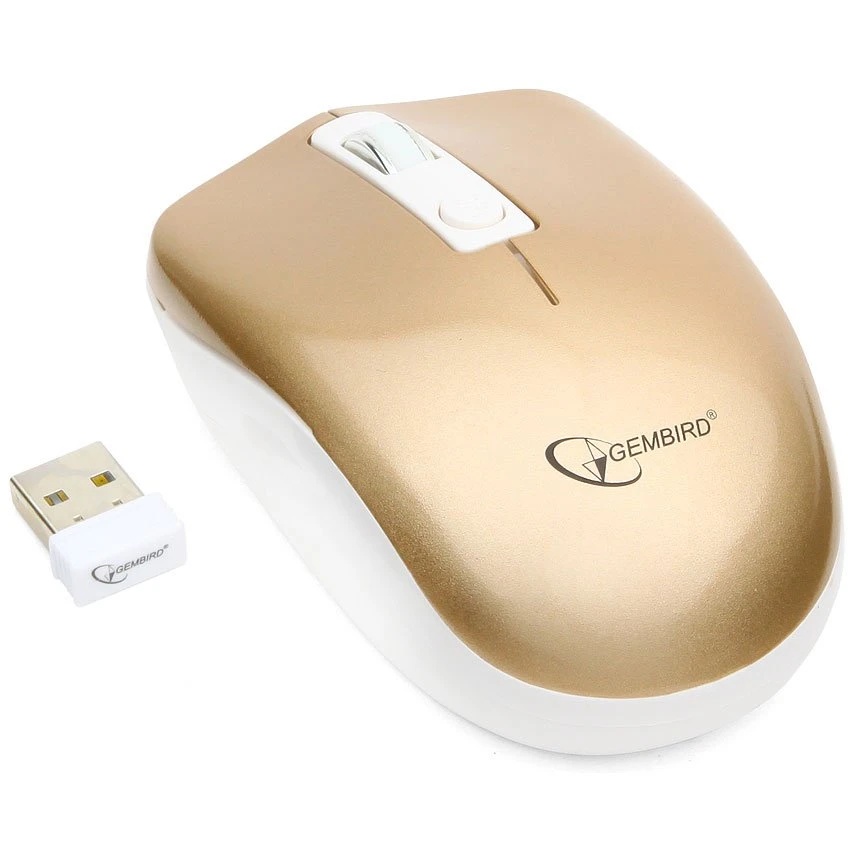 Мышь беспроводная Gembird MUSW-400-G золотой, 1600 dpi, радиоканал, USB, кнопки - 4