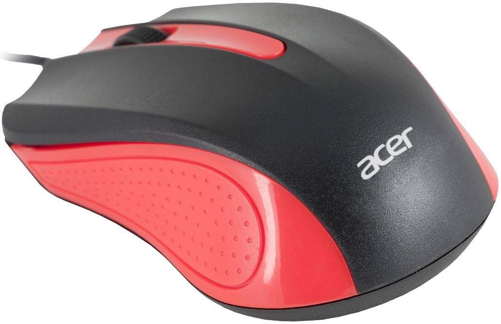 Мышь проводная Acer OMW012 черный/красный, 1200 dpi, USB, кнопки - 3