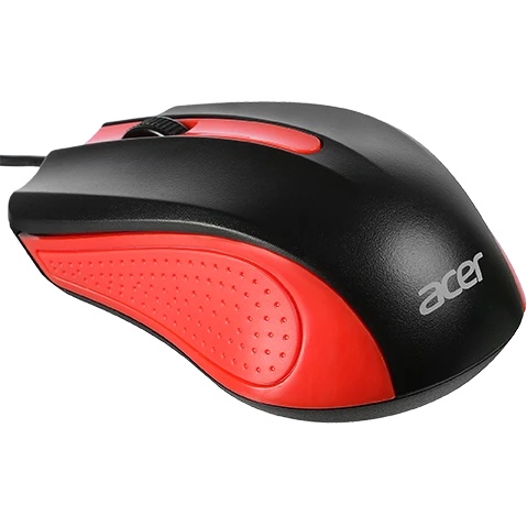 Мышь проводная Acer OMW012 черный/красный, 1200 dpi, USB, кнопки - 3